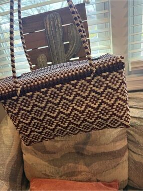 Woven Patterned Shoulder Bag in Brown & Cream *MADE IN MEXICO*